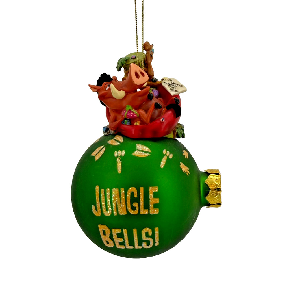 Disney Lion King Timon & Pumbaa “Jungle Bells” Green Christmas Ornament 2000